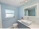 Powder blue bathroom showcasing a modern vessel sink and stylish vanity at 4149 38Th S St, St Petersburg, FL 33711