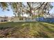 Spacious backyard featuring lush lawn, a chain-link fence, and mature trees offering plenty of shade at 1012 Cronley Pl, Sarasota, FL 34237