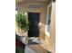 The front entrance featuring a black door, a potted plant, and brick entrance at 8603 Egret Point Ct, Tampa, FL 33647