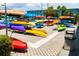 Kayak storage racks with colorful kayaks at 6025 Shore S Blvd # 611, Gulfport, FL 33707
