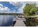 Relaxing seating area on private wooden dock extending into the calm lake at 8711 Brooke Angela Dr, Odessa, FL 33556