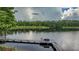 Scenic lake view featuring a private wooden dock with seating, perfect for enjoying waterfront living at 8711 Brooke Angela Dr, Odessa, FL 33556