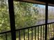 Relaxing screened-in patio offers a beautiful view of a tranquil lake surrounded by lush green trees and foliage at 12155 Environmental Dr # 6, New Port Richey, FL 34654