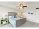 Serene bedroom features a ceiling fan, stylish bedside tables with lamps, and a vanity area at 2700 Bayshore Blvd # 9404, Dunedin, FL 34698