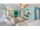 Open-concept living room with bar seating looking into kitchen, perfect for entertaining at 300 Promenade Dr # 106, Dunedin, FL 34698