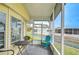 Relaxing screened porch with seating and scenic water views at 35246 Tiffani Ct, Zephyrhills, FL 33541