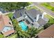 Aerial view of stunning property featuring a backyard pool at 3801 Bayshore Blvd, Tampa, FL 33611