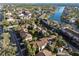 An aerial view showcases the community's river access, mature landscaping, and convenient parking at 6330 Newtown Cir # 30B4, Tampa, FL 33615