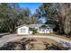 Cozy one-story home featuring neat landscaping, light-colored siding, and a circular driveway nestled amidst lush trees at 8539 Orbit Ave, New Port Richey, FL 34654