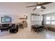 Open living area features modern decor, adjacent kitchen and dining area, with natural light at 201 79Th Ne Ave, St Petersburg, FL 33702