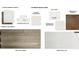 Selection of interior finishes with white perimeter cabinets, marble backsplash, white countertops, and brown wood tile at 306 Holly Bank Ave, Nokomis, FL 34275