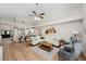 Open concept living room flows into kitchen featuring wood floors and neutral decor at 4932 Wellbrook Dr, New Port Richey, FL 34653