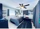 Cozy bedroom featuring a ceiling fan, window with blinds, and a comfortable-looking bed at 4976 12Th N Ave, St Petersburg, FL 33710