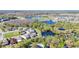 A home's location is showcased among tranquil lakes and well-maintained landscapes in a residential area at 5016 Bella Armonia Cir, Wimauma, FL 33598