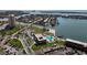 Beautiful overhead shot featuring the community clubhouse and recreational pool at 5220 Brittany S Dr # 1108, St Petersburg, FL 33715