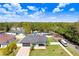 Aerial view of a home with a spacious backyard, covered patio, and lush greenery at 7403 Edgemere Rd, Tampa, FL 33625