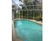 Sparkling pool with screened enclosure and brick patio, perfect for cooling off and enjoying the beautiful backyard at 9131 Woodridge Run Dr, Tampa, FL 33647