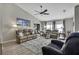 Inviting living room features a vaulted ceiling, large windows, and comfortable seating at 11321 Copley Ct, Spring Hill, FL 34609