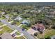 Scenic aerial view showcases the home's location within a lush, green community with well-maintained streets at 18739 Bascomb Ln, Hudson, FL 34667