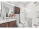 Modern bathroom with a glass enclosed shower, sleek fixtures, and contemporary vanity at 3107 Mountain Spruce Ter, Wesley Chapel, FL 33543