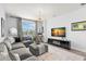 Upstairs loft features comfortable seating, stylish decor, and a large window for ample light at 3107 Mountain Spruce Ter, Wesley Chapel, FL 33543