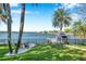 Grassy yard with waterfront view and dock at 3598 10Th Ne St, St Petersburg, FL 33704