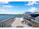 Waterfront dock with boat lift showing boat and kayak storage under blue skies at 3598 10Th Ne St, St Petersburg, FL 33704