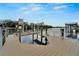 Modern boat dock featuring a boat lift and ample space for waterfront enjoyment at 4035 N River View Ave, Tampa, FL 33607