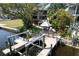 Private dock featuring boat lifts and gazebo, perfect for relaxing by the water and enjoying scenic views at 4035 N River View Ave, Tampa, FL 33607