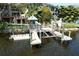 Well-maintained private dock with boat lift and space for multiple boats, offering direct access to the waterway at 4035 N River View Ave, Tampa, FL 33607