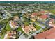 An aerial view of a residential area showcasing condos featuring terracotta roofing with mature trees at 4358 Outrigger Ln, Tampa, FL 33615