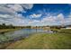 Scenic view of a serene pond surrounded by lush greenery, offering a peaceful retreat at 9211 Seeger Ln, Land O Lakes, FL 34638