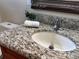 Bathroom features decorative granite countertops, large mirror, and fixtures at 902 Estelle Ave, Brandon, FL 33511