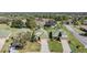 Aerial view of a residential neighborhood with green roofs, lush greenery, and a well-maintained landscape at 13247 Palmilla Cir, Dade City, FL 33525
