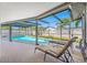 Relax in this screened-in pool area featuring poolside seating and a meticulously maintained pool at 1906 Del Oro Ct, Dunedin, FL 34698