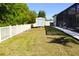 Fenced backyard with a shed, offering privacy and space for outdoor activities at 19730 Preservation Woods Dr, Lutz, FL 33558