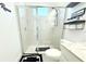 Bathroom featuring a glass-enclosed shower with modern fixtures and complementary accents for a clean aesthetic at 19730 Preservation Woods Dr, Lutz, FL 33558