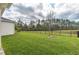 Sprawling backyard with lush lawn, and a view of the bordering forest and pond at 4206 Tour Trce, Land O Lakes, FL 34638