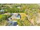 Expansive property featuring lush trees, a private pool, and meticulously landscaped grounds in an elevated aerial shot at 4411 Culbreath Rd, Valrico, FL 33596