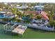 An aerial view showcasing waterfront home with a private dock, pool, and well-manicured landscaping at 4959 58Th S Ave, St Petersburg, FL 33715