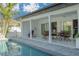 Covered patio overlooking a pool with an outdoor dining area perfect for entertaining or relaxing by the water at 4959 58Th S Ave, St Petersburg, FL 33715