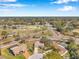 Aerial view of a residential neighborhood with well-maintained lawns, mature trees, and a community park at 8137 Greenside Ln, Hudson, FL 34667