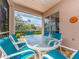 Relaxing screened patio with a dining table and seating area at 4372 Water Oak Way, Palm Harbor, FL 34685
