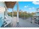 Spacious covered porch featuring modern black railings and bright white chairs, perfect for relaxing outdoors at 5402 31St S Ave, Gulfport, FL 33707