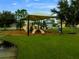 Community playground shaded by a canopy, perfect for outdoor activities and socializing at 7276 Notched Pine Bnd, Wesley Chapel, FL 33545