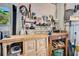 Well-organized workshop space with pegboard storage and workbench at 845 Jolanda Cir, Venice, FL 34285