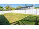 Spacious backyard featuring a privacy fence, green grass and mature trees at 1375 Corner Oaks Dr, Brandon, FL 33510