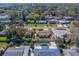 A high aerial view of a neighborhood with mature trees and well-maintained lawns and houses at 1436 Temple St, Clearwater, FL 33756