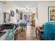 Bright dining area leading to kitchen with tile floors and sliding glass doors to the patio at 7816 38Th N Ter # 7816, St Petersburg, FL 33709