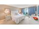 Serene bedroom with balcony access showcasing ocean views, complemented by neutral decor and soft lighting at 17940 Gulf Blvd # 2B, Redington Shores, FL 33708
